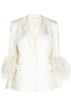 LAPOINTE Feather-detailing single-breasted blazer