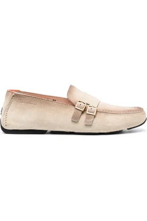santoni Embossed-logo suede Monk shoes