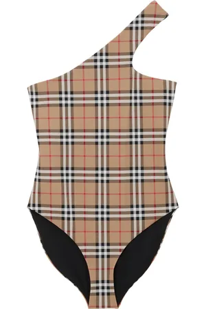 Burberry Check-print asymmetric one-piece