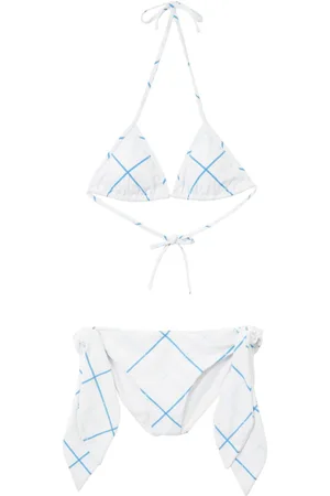 Burberry Checked tie-fastening bikini