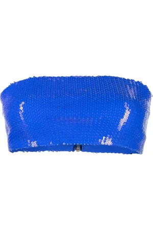DAVID KOMA Sequin-embellished strapless crop top