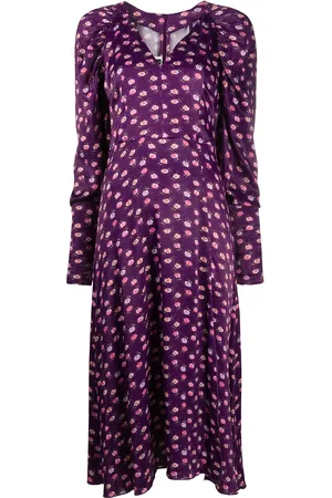 ROTATE Pansy print midi dress