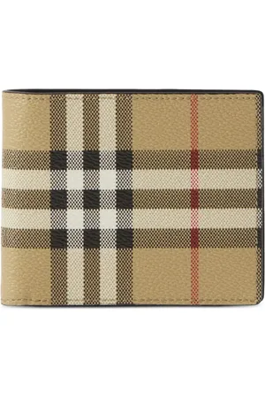 Burberry Check-print bi-fold leather wallet
