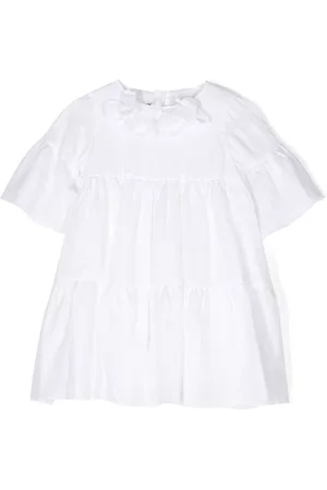 LITTLE BEAR Casual Dresses - Floral-appliqué cotton-linen dress