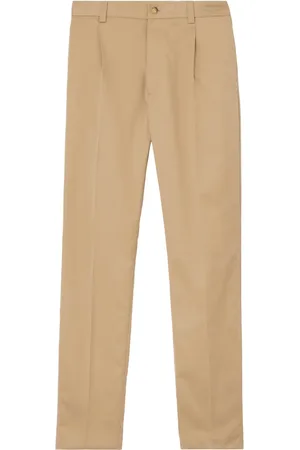 Burberry Embroidered-logo cotton chino trousers
