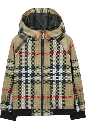 Burberry Check-pattern zip-up hooded jacket