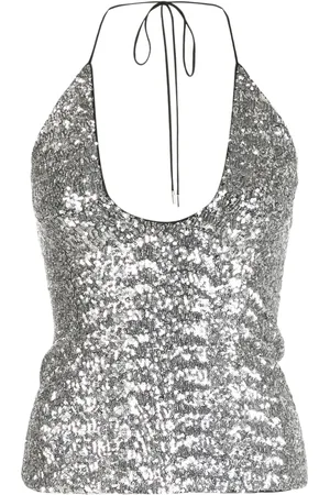 The Attico Sequin-embellishment halterneck top
