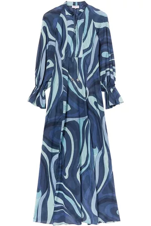 Puccini Women Printed Dresses - Marmo-print cotton maxi dress
