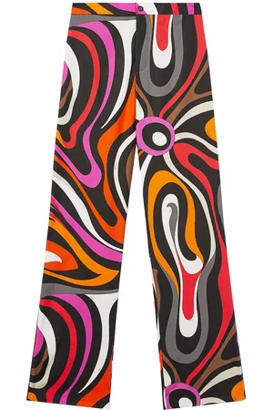 Puccini Wave-print silk high-waist trousers