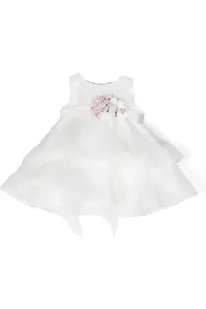 Mimilù Floral-appliqué ruffled dress