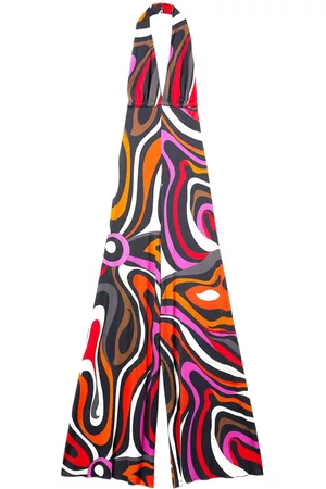 Puccini Women Jumpsuits - Marmo-print halterneck jumpsuit
