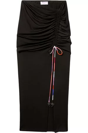 Puccini Women Midi Skirts - Asymmetric ruched slit midi skirt