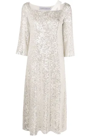 Gloria Coelho Sequin-embellished boat neck midi dress