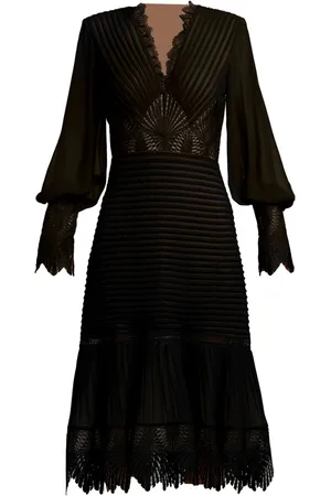 Tadashi Shoji Floral-lace V-neck dress