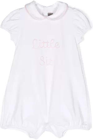 LITTLE BEAR Rompers - Embroidered-slogan stretch-cotton romper