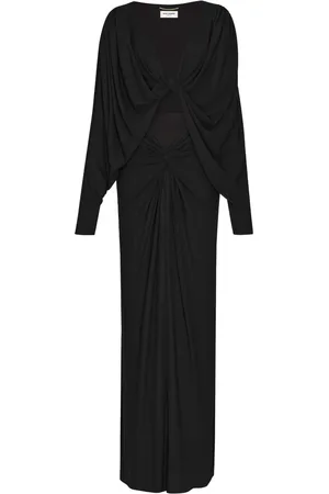 Saint Laurent V-neck cut-out flared dress