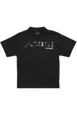 Balenciaga Boys Long Sleeve Polo Shirts - Hand Drawn logo-print T-shirt