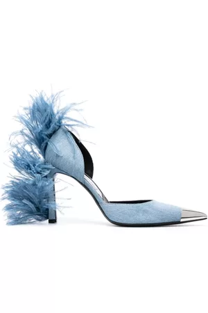 Sergio Rossi Women Heels - Amazona 100mm feather-embellished pumps