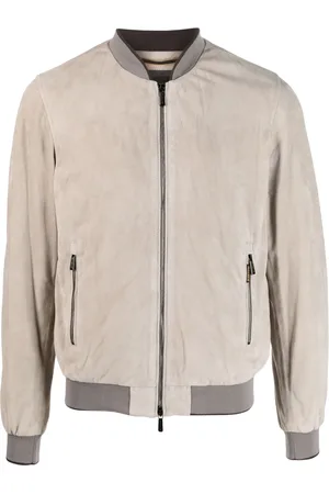 MOORER Zip-up leather bomber jacket