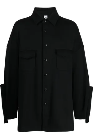 Random Identities Cut out-sleeve cotton shirt