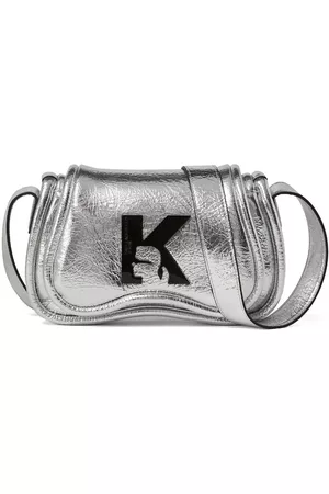 Karl Lagerfeld Women 17 Inch Laptop Bags - Logo-plaque metallic-effect bag