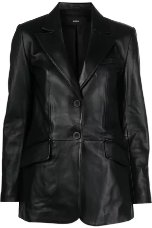 arma leder Women Blazers - Single-breasted leather jacket