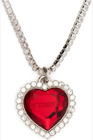 Vetements Crystal-embellished heart-pendant necklace
