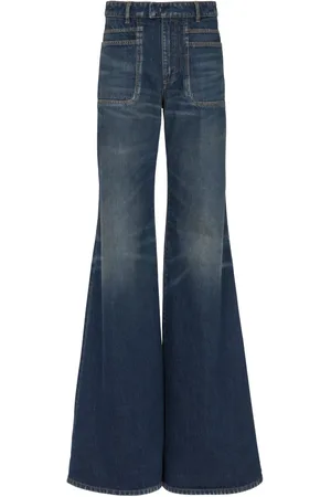Balmain Logo-patch wide-leg jeans