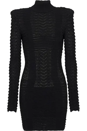 Balmain Long-sleeve textured minidress