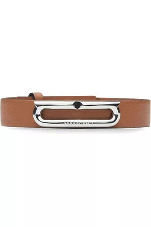 Salvatore Ferragamo Men Bracelets & Bangles - Gancini-plaque leather bracelet