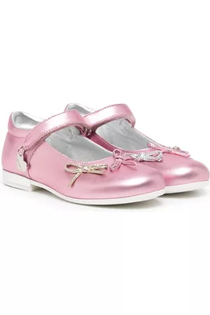 MONNALISA Bow-detail leather ballerina shoes