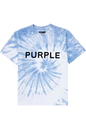 Purple Brand Men Long Sleeve Polo Shirts - Logo-print tie-dye T-shirt