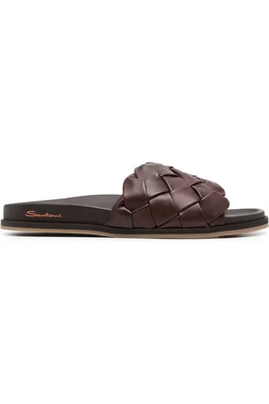 santoni Interwoven-design leather slides