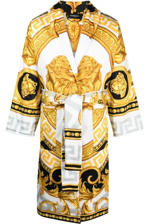 VERSACE Barocco-print belted coat