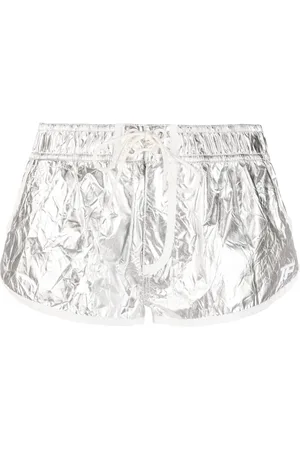 Tom Ford | Women Metalized Crinkled Running Shorts Silver 40