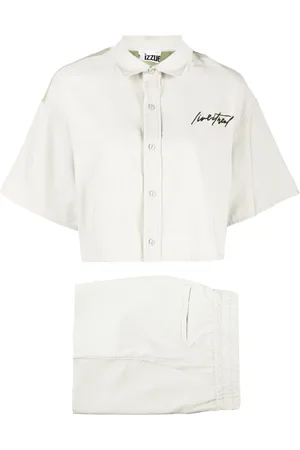 Izzue Logo-embroidered cropped shorts set