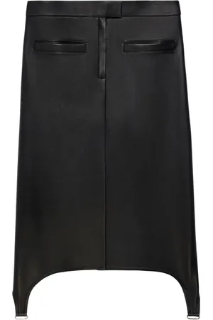 Courrèges Suspenders-detail leather midi skirt
