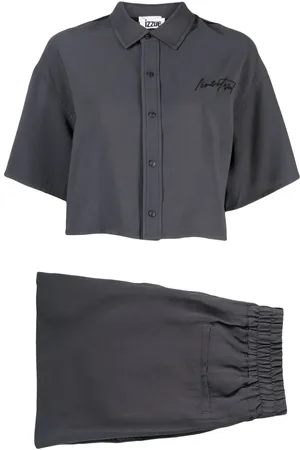 Izzue Logo-embroidered cropped shirt