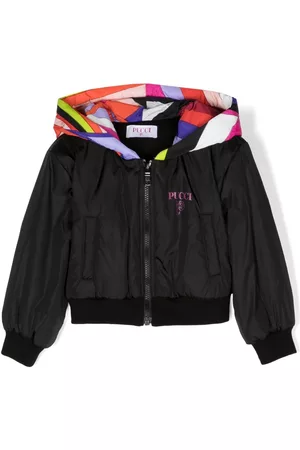 PUCCI Junior Girls Cropped Jackets - Logo-print hooded jacket