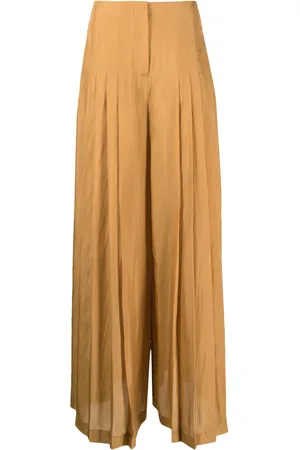 Alberta Ferretti Wide-leg pleated silk trousers