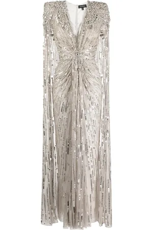 Jenny Packham Lotus Lady embellished cape gown