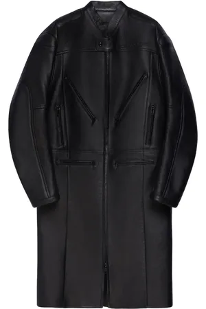 Courrèges Logo-debossed leather coat