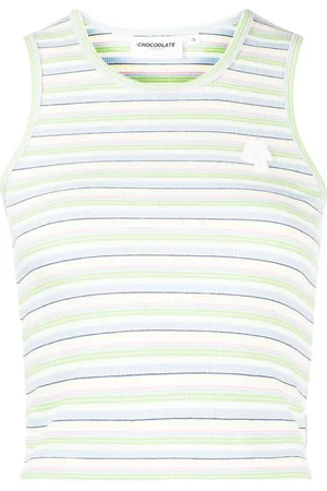Chocoolate Logo-patch striped tank top