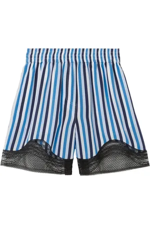 Burberry Lace-trim striped silk shorts