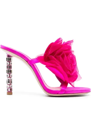 LE SILLA 115mm rose-embroidered leather mules