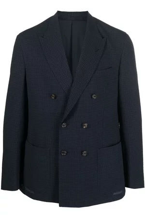 ELEVENTY Double Breasted Blazers - Houndstooth double-breasted blazer
