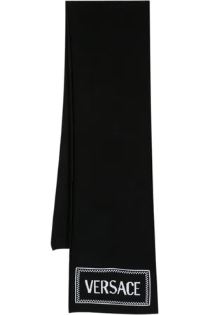 VERSACE Intarsia-knit logo scarf
