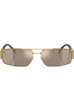 VERSACE Logo-plaque rectangular-frame sunglasses