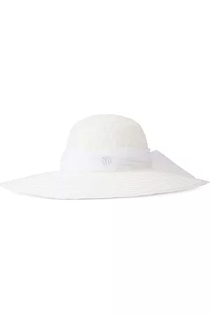 Le Mont St Michel Women Sun Hats - Blanche floral-embroidered sun hat