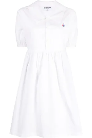 Chocoolate Puff-sleeve polo dress